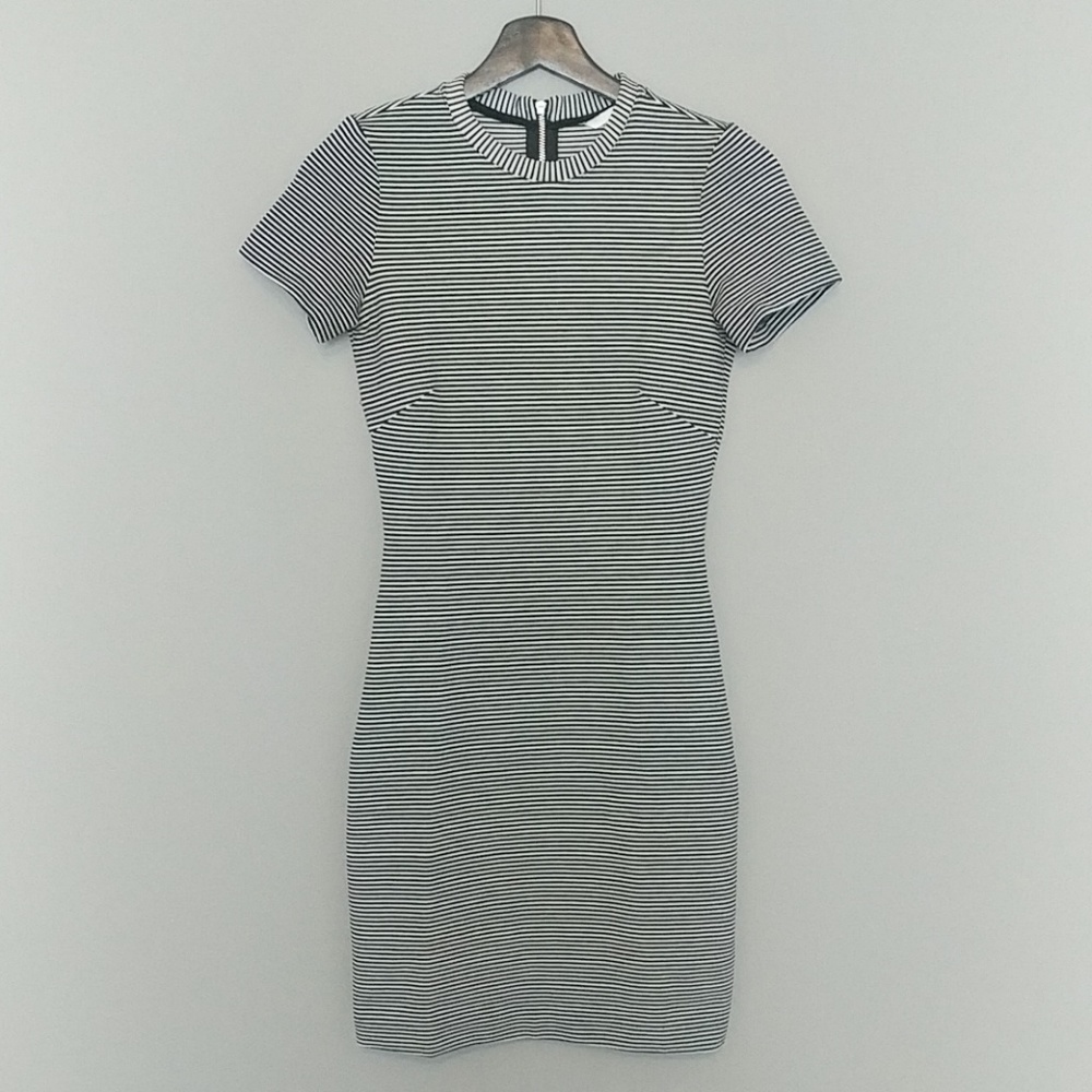 Mod Striped High Neck Bodycon Mini Dress